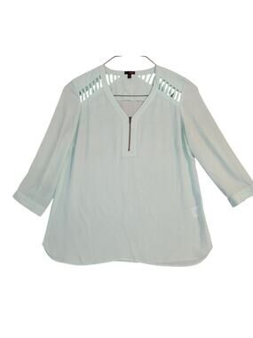 BONGO Y2K Mint Green Cutout Blouse Zip Front Top L